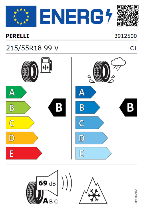 Tyre Label for Pirelli Cinturato All Season SF2 215/55R18 99V