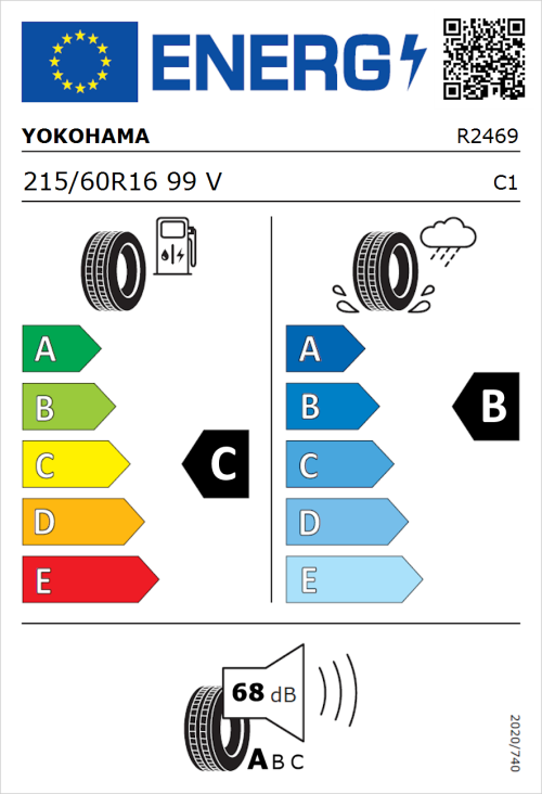 Tyre Label for Yokohama BluEarth-Es ES32 215/60R16 99V